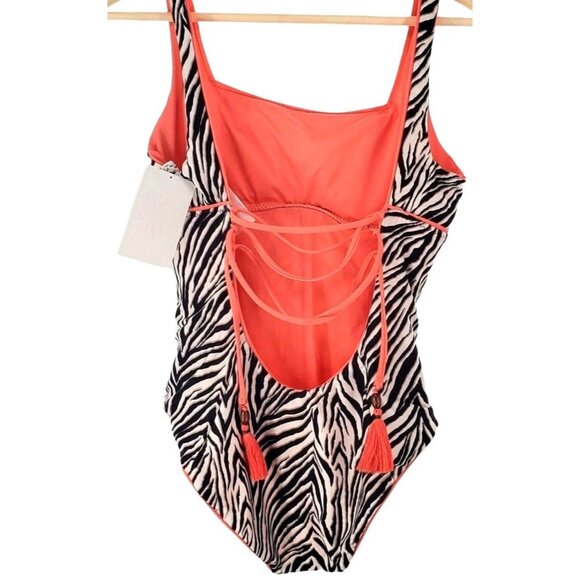 BECCA by Rebecca One-piece Woman's S Virtue Neon ZEBRA Animal Kingdom Swimwear - Picture 5 of 14